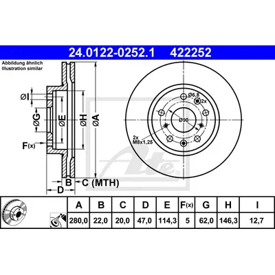 Диск тормозной передний SUZUKI SX4 ATE 24.0122-0252.1