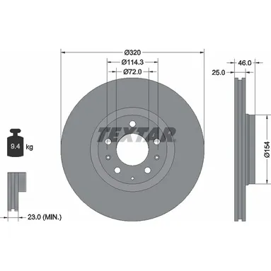 Диск тормозной передний стандартный MAZDA TEXTAR 92166300