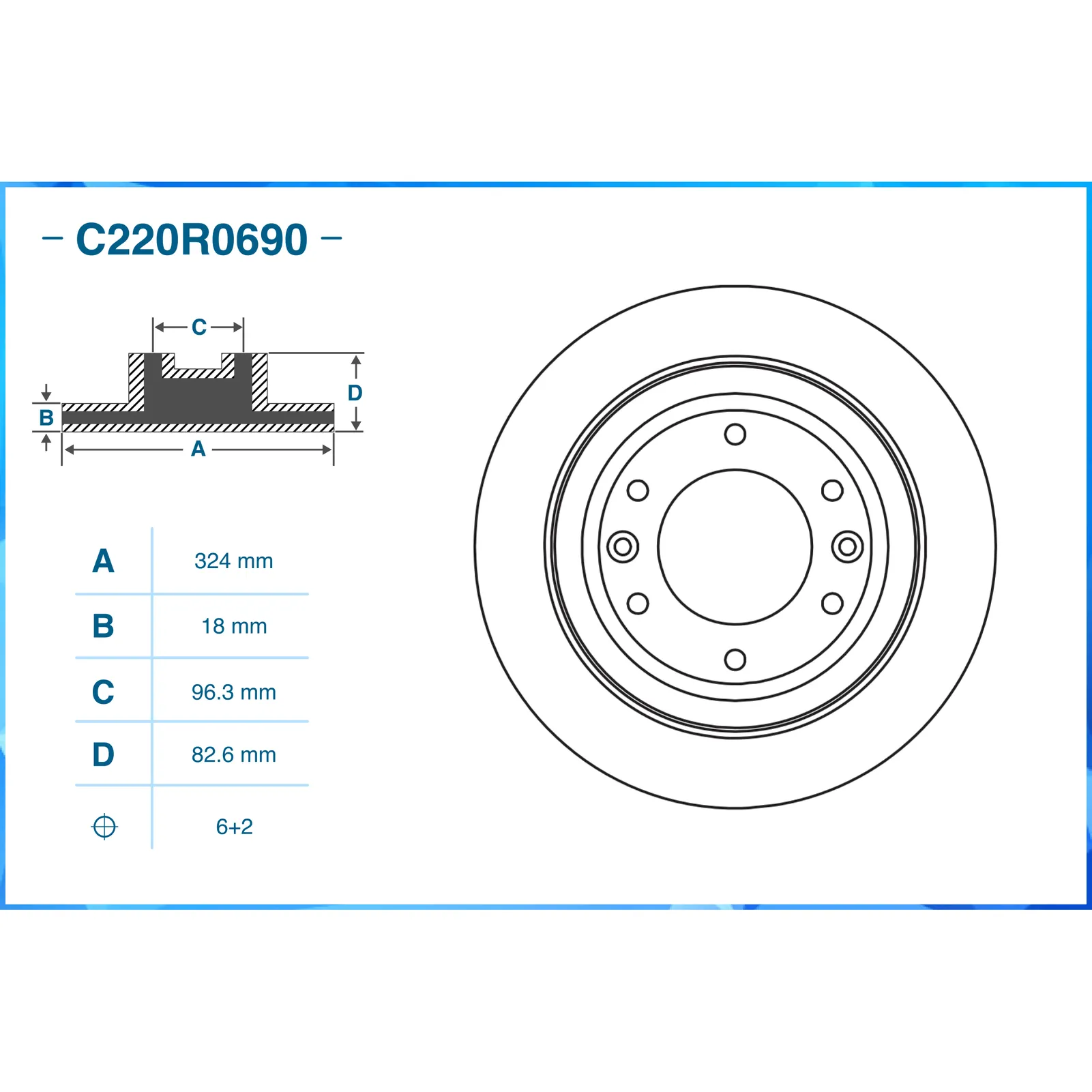 Диск тормозной задний HYUNDAI GRAND STAREX 08->/H1 CWORKS C220R0690