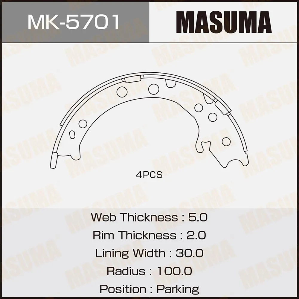 Колодки тормозные парковочные MASUMA MK5701