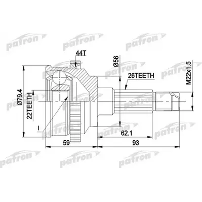 ШРУС наружн к-кт MAZDA: 323 BG 1.6 / 1.6 16v / 1.8 16v PATRON PCV1141