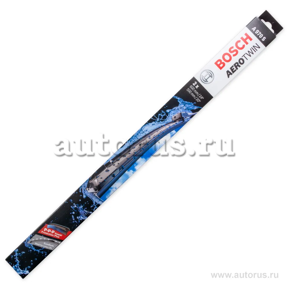 Щетка стеклоочистителя 600/500 мм бескаркасная комплект 2 шт BOSCH AeroTwin 3 397 118 970