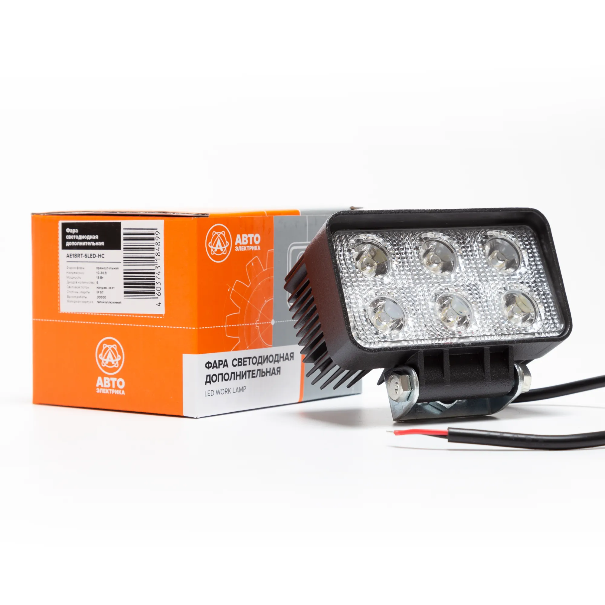 Фара доп-ая прямоугольная, направленный свет, 6 диодов 18W, 12/24V AVTOELECTRICA AE18RT-6LED-HC