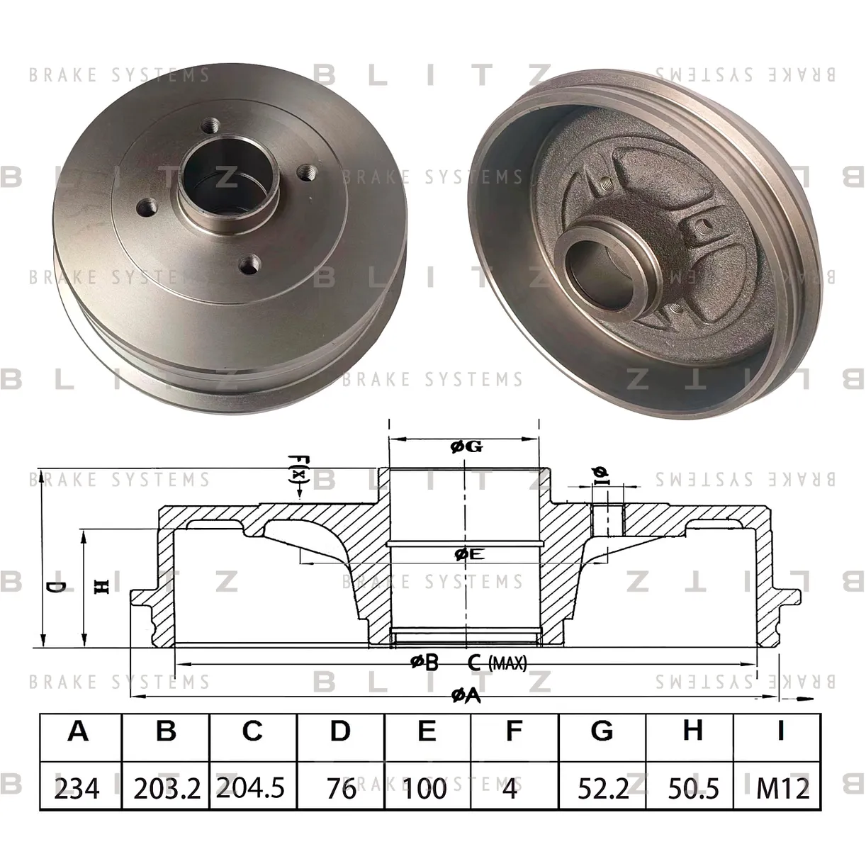 Барабан тормозной RENAULT Logan/Sandero/Clio/Megane 96-> BLITZ BT0147