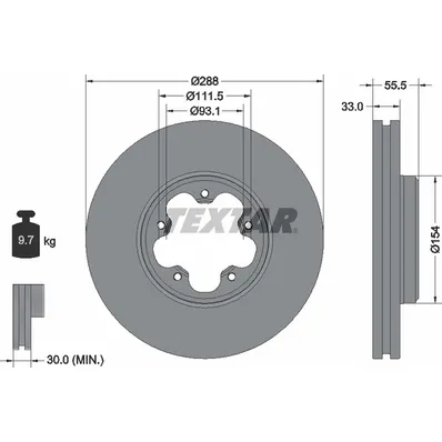 Диск тормозной передний с покрытием PRO FORD TEXTAR 93260603