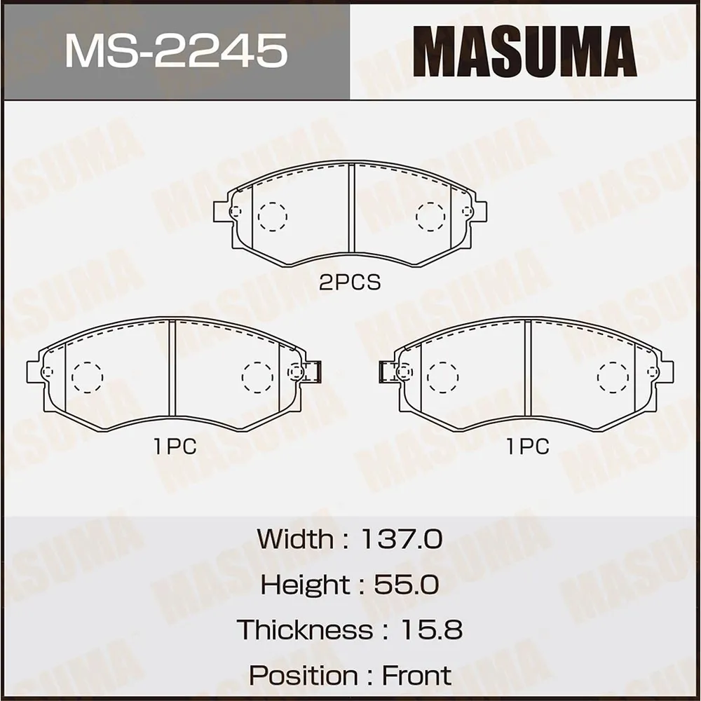 Колодки тормозные передние ELANTRA/MATRIX/SONATA/SSANGYONG REXTON/KORANDO MASUMA MS2245