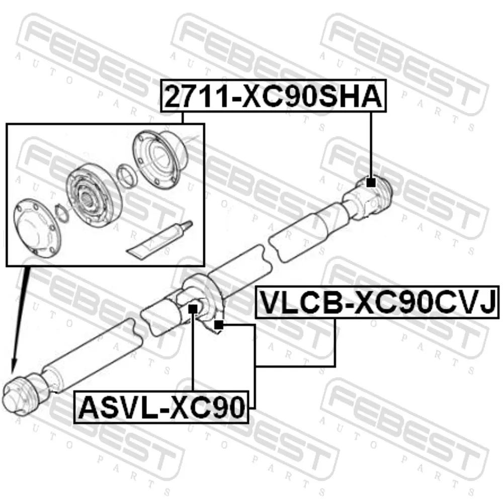 Подшипник подвесной карданного вала FEBEST VLCB-XC90CVJ