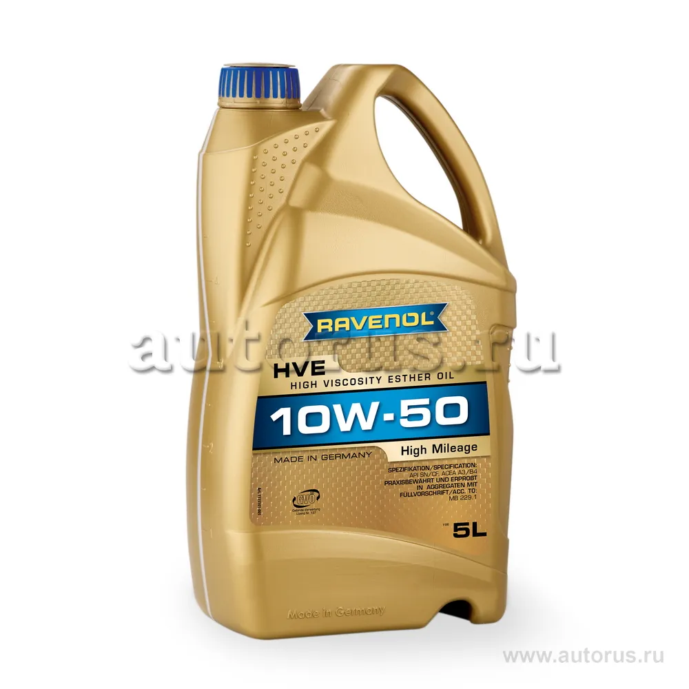 Моторное масло RAVENOL HVE High Viscosity Ester Oil SAE10W-50 (5л) new 1115101-005 (4014835802964)