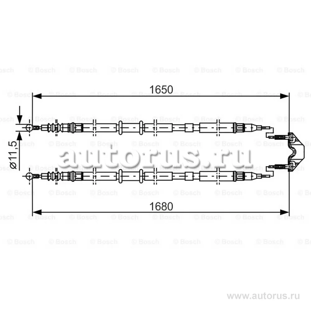 Трос ручного тормоза OPEL Astra H 04-> /L=1665mm BOSCH 1 987 477 909