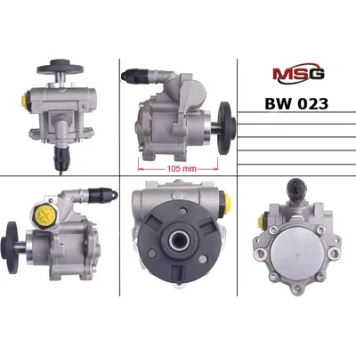 Насос гидроусилителя руля BMW 5 (E60) 05-10,BMW 1 (E81) 05-12,BMW 3 (E90) 05-11,BMW 3 купе (E92) 06- MSG BW 023