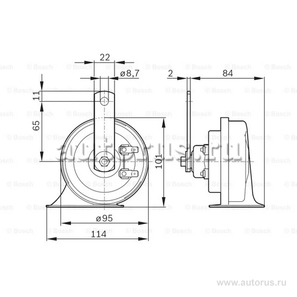 Звуковой сигнал (компл) UNIVERSAL /110dB 420/500Hz /U=12V BOSCH 0 986 AH0 507
