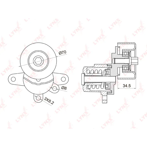 Натяжитель с роликом / приводной LYNXauto PT-3028