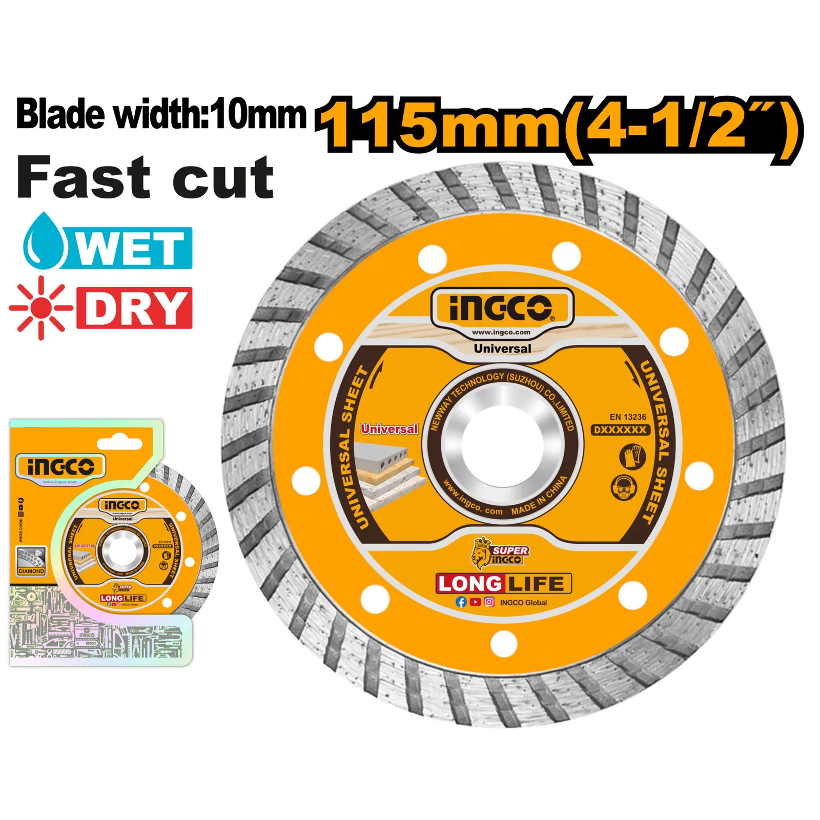 Диск алмазный турбо 115 мм (50/100) INGCO DMD031152