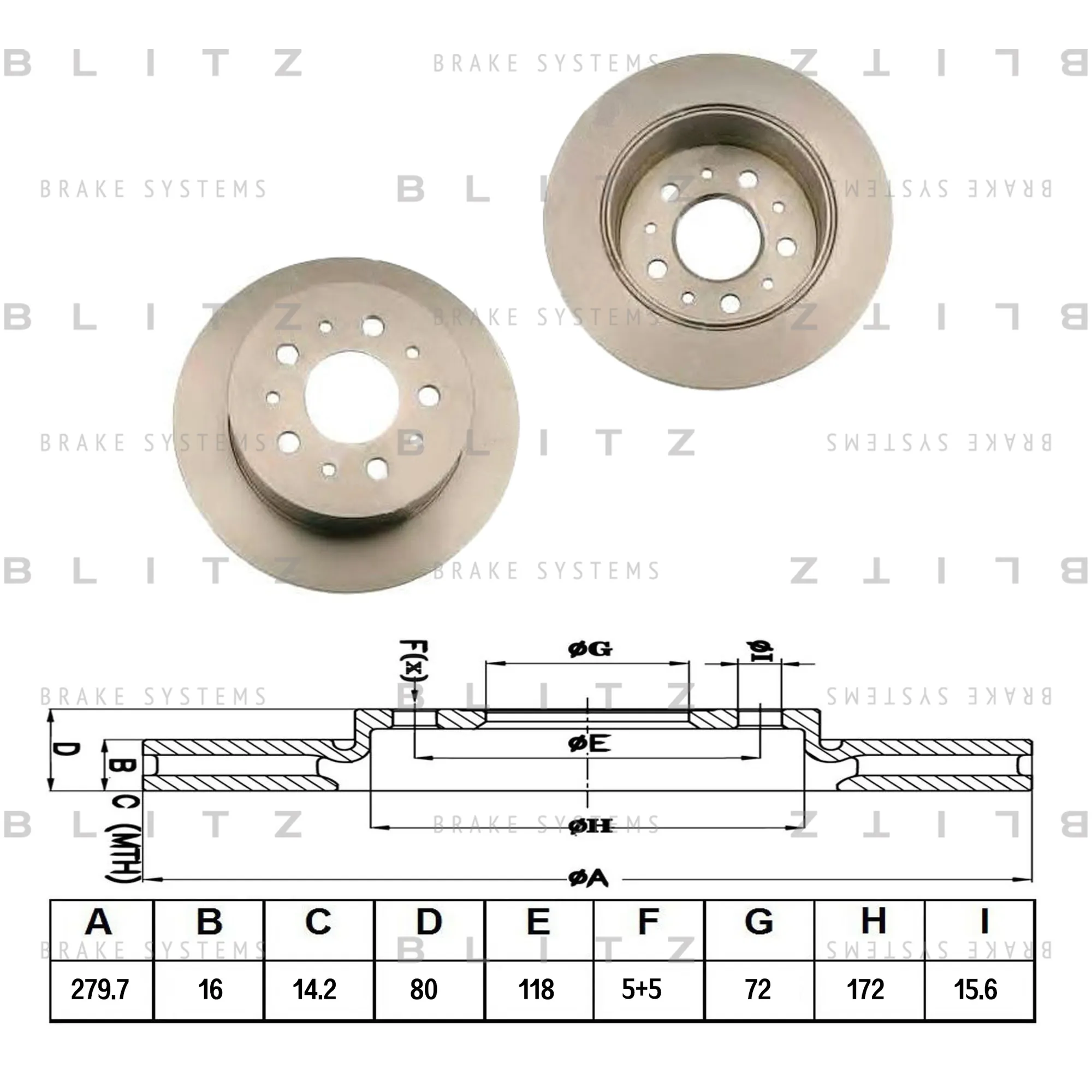 Диск тормозной задний CITROEN JUMPER 06->FIAT DUCATO 06->PEUGEOT BOXER 0 BLITZ BS0264