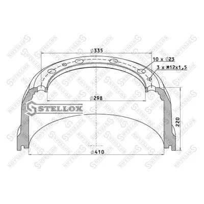 Торм.барабан перед. 410x160/168 H220 d 410x160/168 H220 d298/ STELLOX 8500171_SX