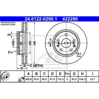Диск тормозной передний, SUZUKI SX4 13-, VITARA 15- ATE 24012202901