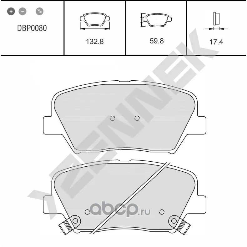 Колодки тормозные дисковые передние HYUNDAI ACCENT 10- , GEELY EMGRAND 14- ZENNEK DBP0080