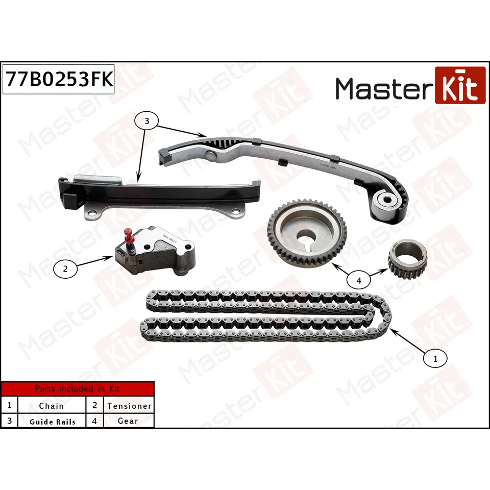 Комплект цепи ГРМ NISSAN ALMERA CLASSIC (B10) 06-12 QG16DE MASTERKIT 77B0253FK