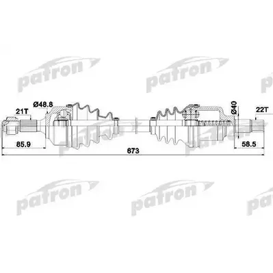 Полуось левая 21x636x48,8x22 CITROEN: C3 02-, C3 PLURIEL 0 PATRON PDS0126