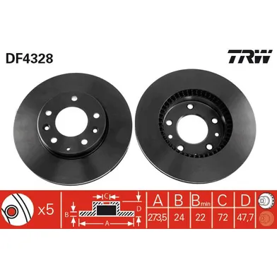 Диск тормозной передний MAZDA 6 05-> TRW DF4328