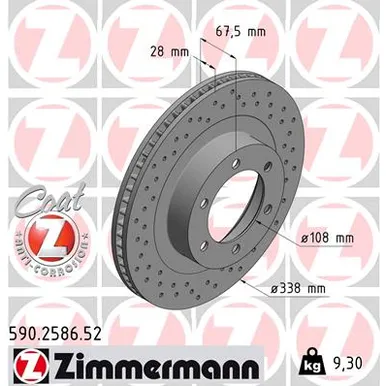 Диск тормозной передний ZIMMERMANN 590 2586 52
