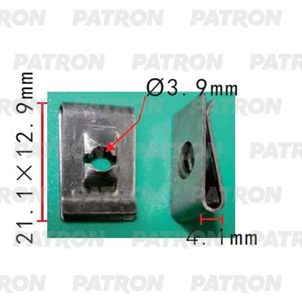 Скоба крепежная Ford Применяемость: Скоба T=21.1, F=12.9, H=4.1 PATRON P372167