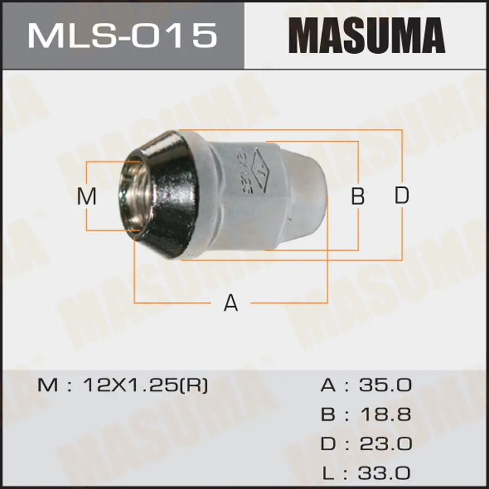 Гайка колесная 12x1.25 / под ключ=19 мм MASUMA MLS-015