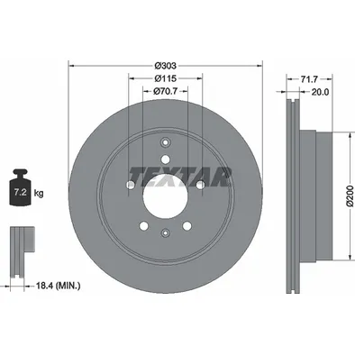 Диск тормозной задний CHEVROLET CAPTIVA/OPEL ANTARA /VENT D=303MM TEXTAR 92165503