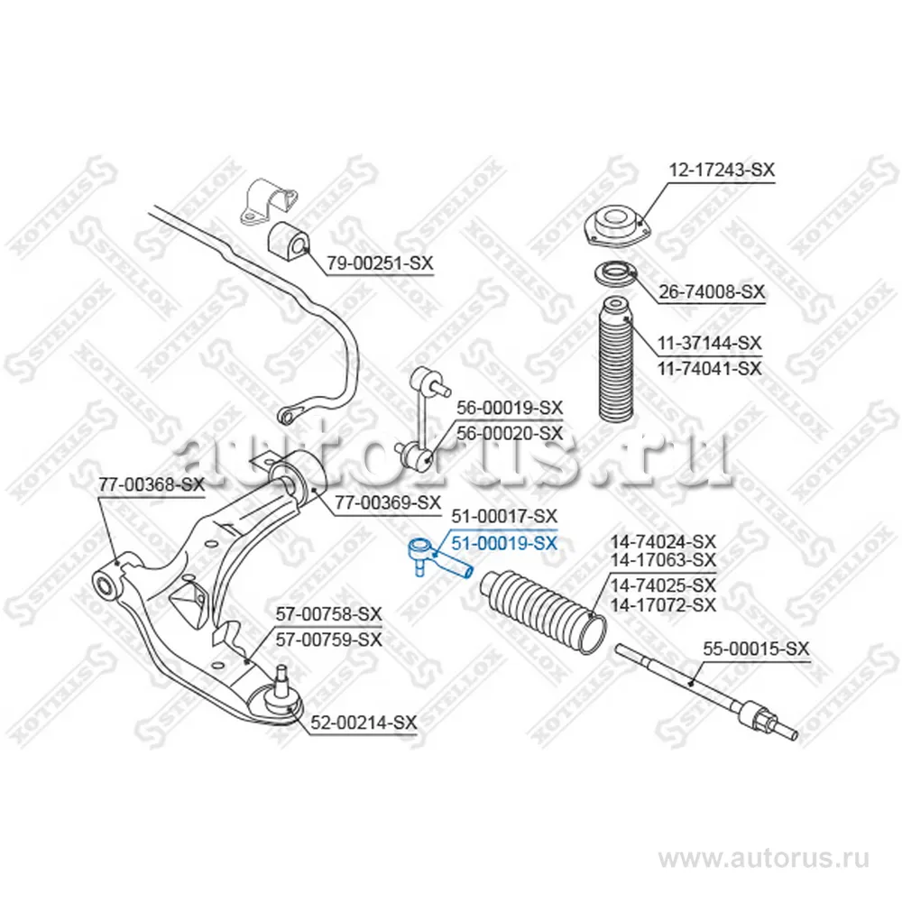 Наконечник рулевой правый Nissan Teana (5100017_SX) STELLOX 5100019_SX