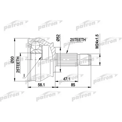 ШРУС наружн к-кт 25x52x25 LANCIA: DEDRA 1.8/1.9 TD 4.89 PATRON pcv1032