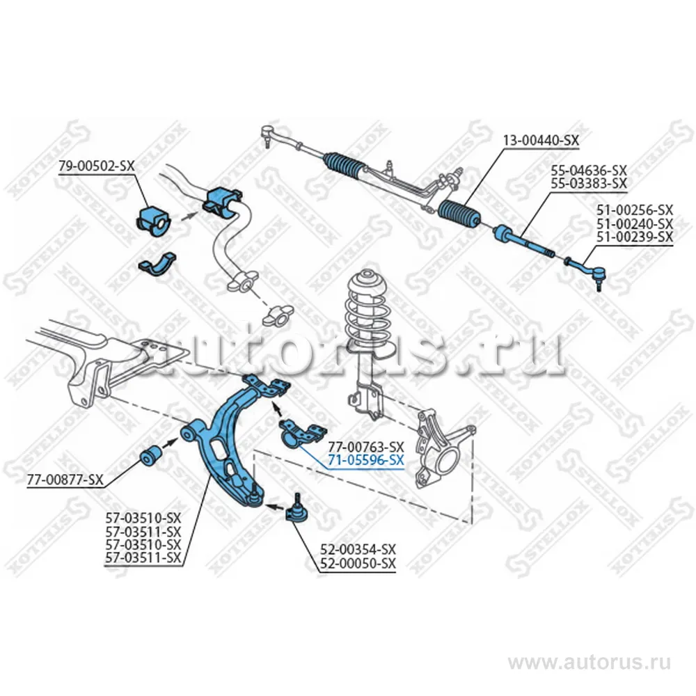 Сайлентблок рычага зад. п. Fiat Doblo 96> STELLOX 71-05596-SX