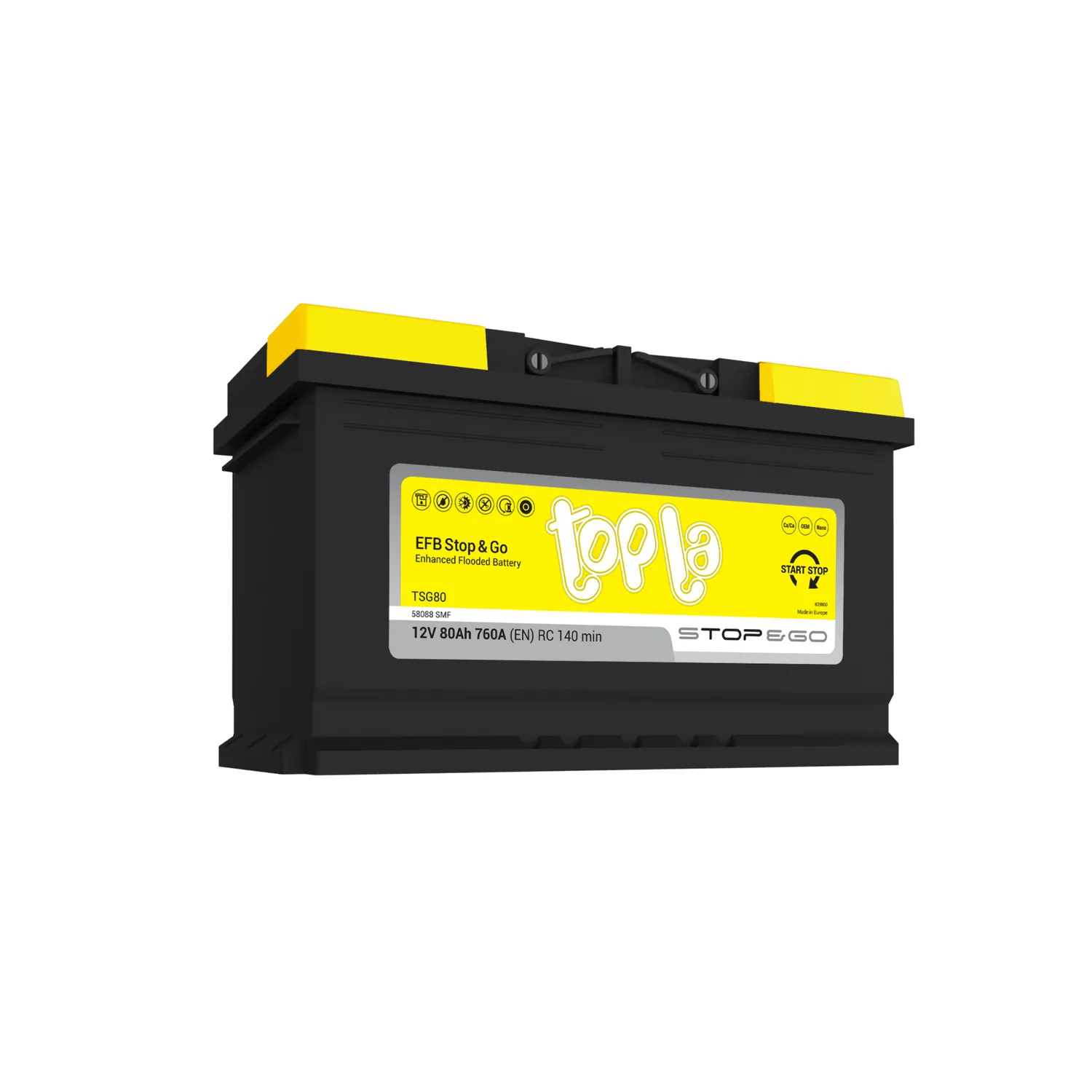 Аккумулятор TOPLA EFB Stop&Go 80 А/ч обратный R+ 315x175x190 L4 EN 800 А