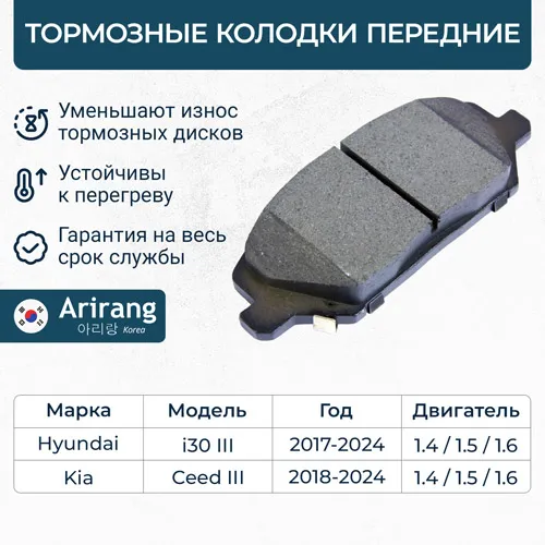 Колодки тормозные передние R15 ARIRANG ARG281091