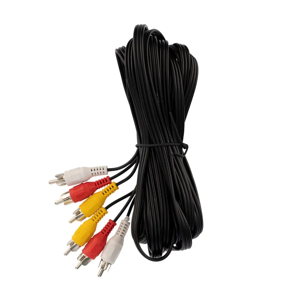 Шнур 3 RCA - 3 RCA, 5 м, черный (10 шт./уп.) REXANT 17-0205