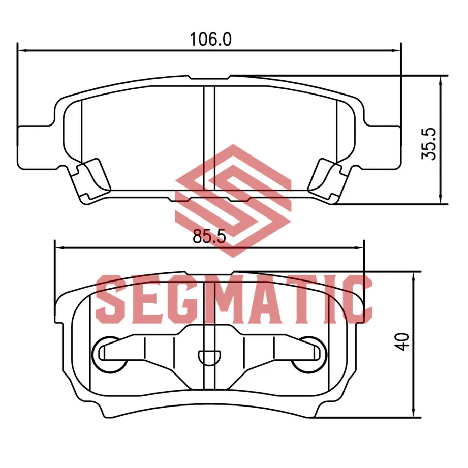 Колодка торм диск зад MITSUBISHI Lancer 1.6 2003-2008; Mitsubishi Lancer 1.6 2003-; Mitsubishi Lancer 1.8 2008- SEGMATIC SGBP2566