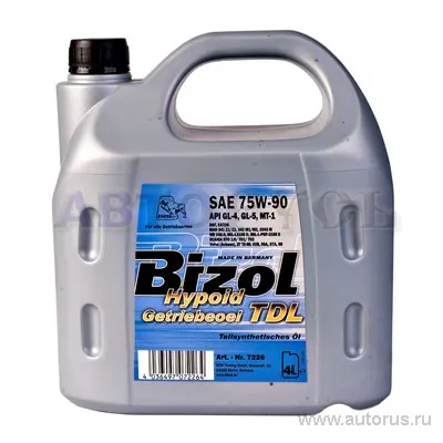 Масло трансмиссионное Bizol TDL GL-5 GL-4 75W90 полусинтетическое 4 л 7226