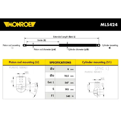 ПPУЖИНА ПОДВЕСКИ MONROE ML5424
