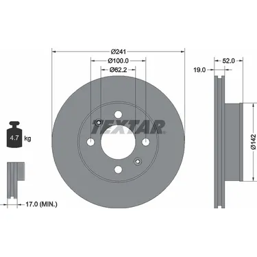 Диск тормозной передний стандартный DODGE/HYUNDAI TEXTAR 92128500