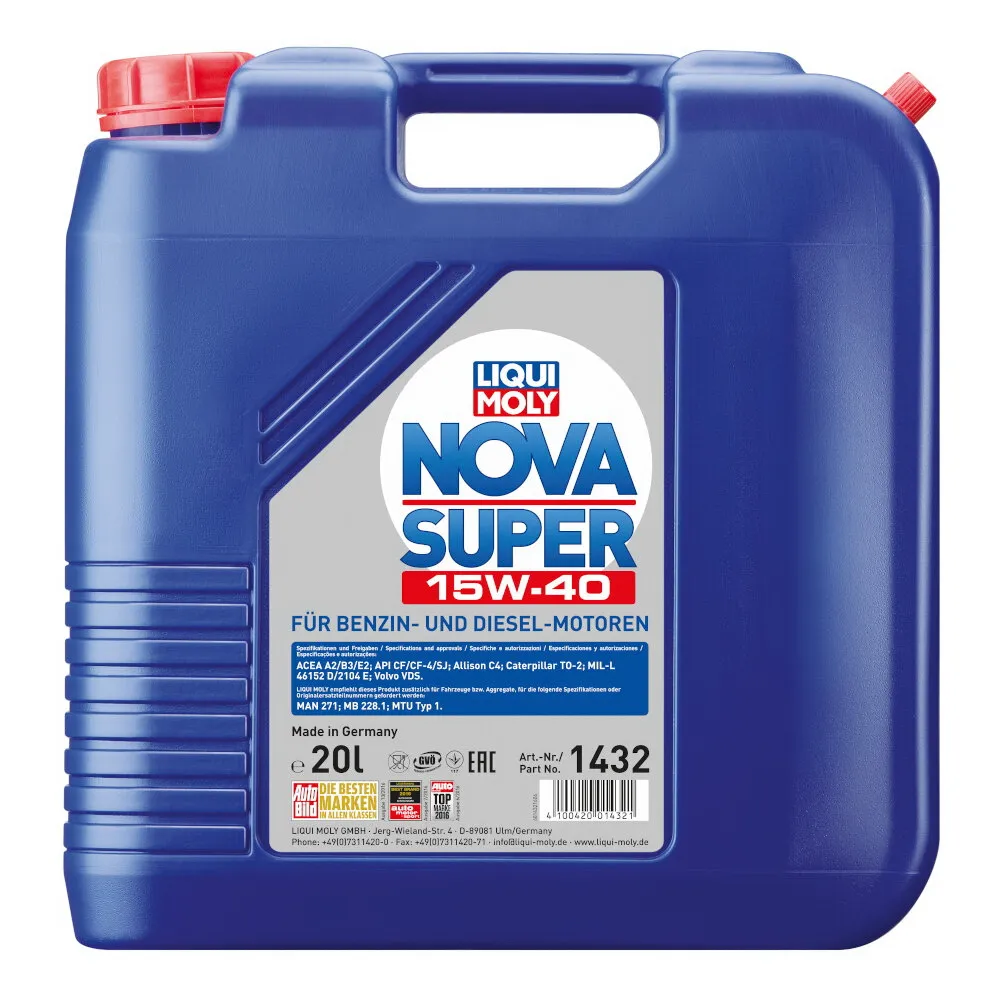 Масло моторное Nova Super 15W-40 CF-4/SJ A2/B3/E2 (20л) LIQUI MOLY 1432