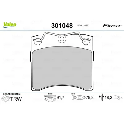 К-кт колодок дисковых VOLKSWAGEN TRANSPORTER VALEO 301048