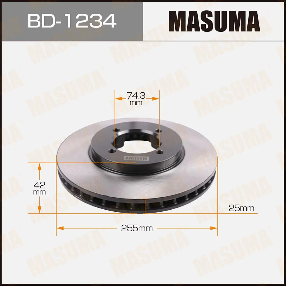 Диск тормозной MASUMA front TOWNACE NOAH/ SR40 уп.2 MASUMA BD1234