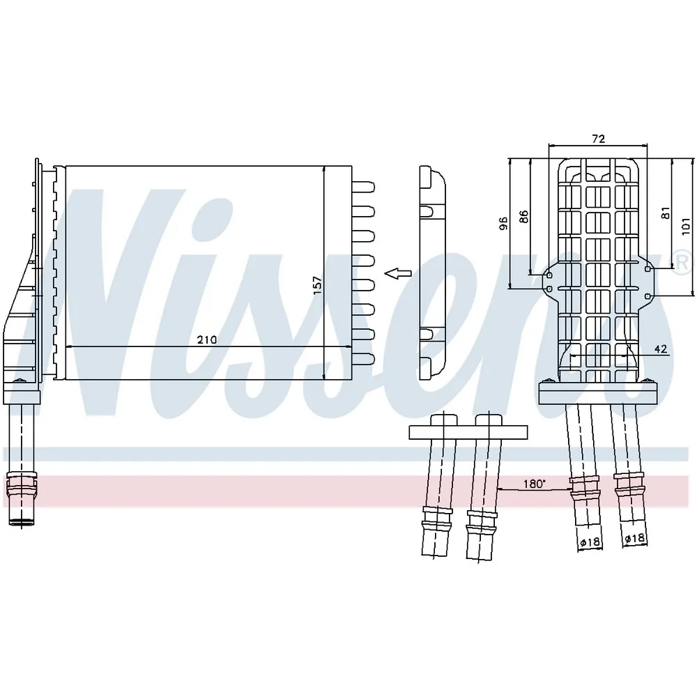 Радиатор отопителя RENAULT AVANTIME (DE0) 2.0 16V TURBO (DE0U, DE0V)/2.2 DCI (DE01)/3.0 V6 (DE04, DE NISSENS 73258