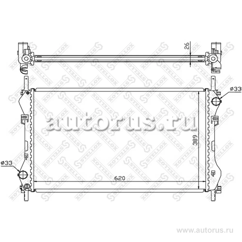 Радиатор системы охлаждения без AC Ford Transit 2.4D/TD 00> STELLOX 10-25132-SX