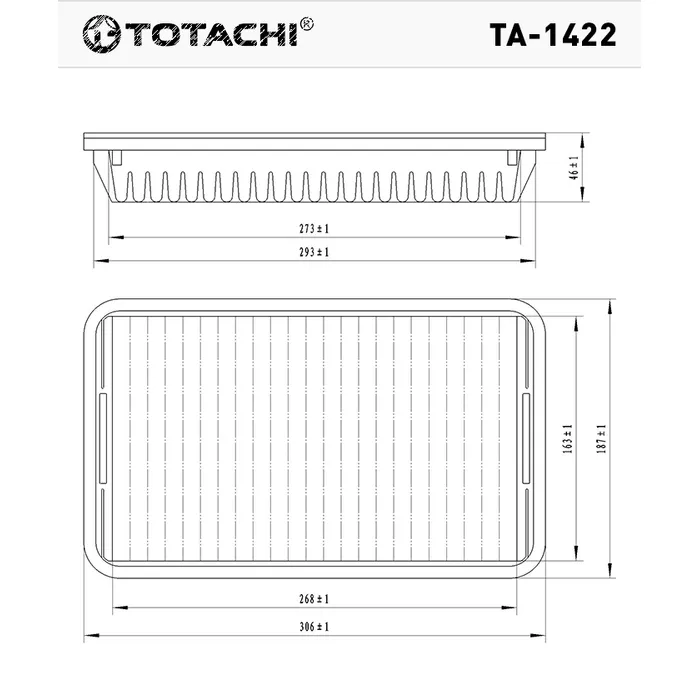 Фильтр воздушный TOTACHI TA-1422 A-189 17801-46070 TOTACHI TA-1422
