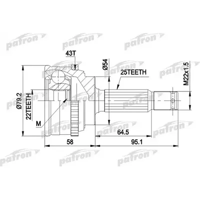 ШРУС наружн к-кт 25x54x22 MITSUBISHI: GALANT 1.8 3.88-8 PATRON PCV1161