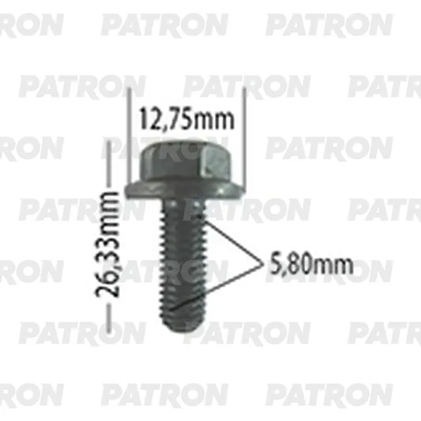 Болт металлический черный универсальный M6X20 PATRON P37-2596T
