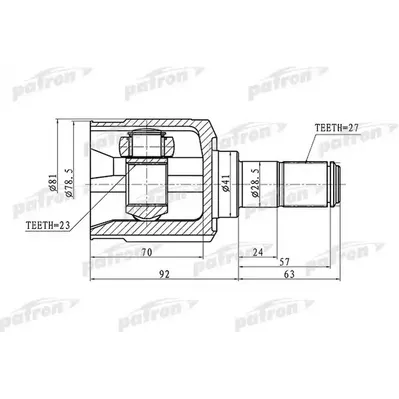 ШРУС внутренний левый 27x41x23 HYUNDAI TUCSON 04-10 PATRON PCV1162