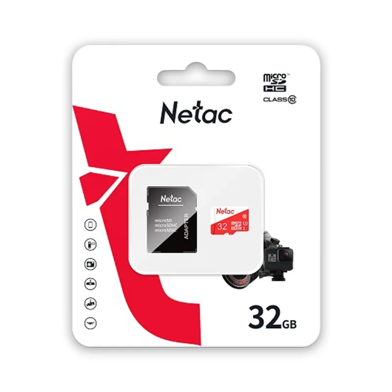 Карта памяти MICROSD 32GB NETAC P500 ECO CLASS 10 + SD адаптер AVS A85415S