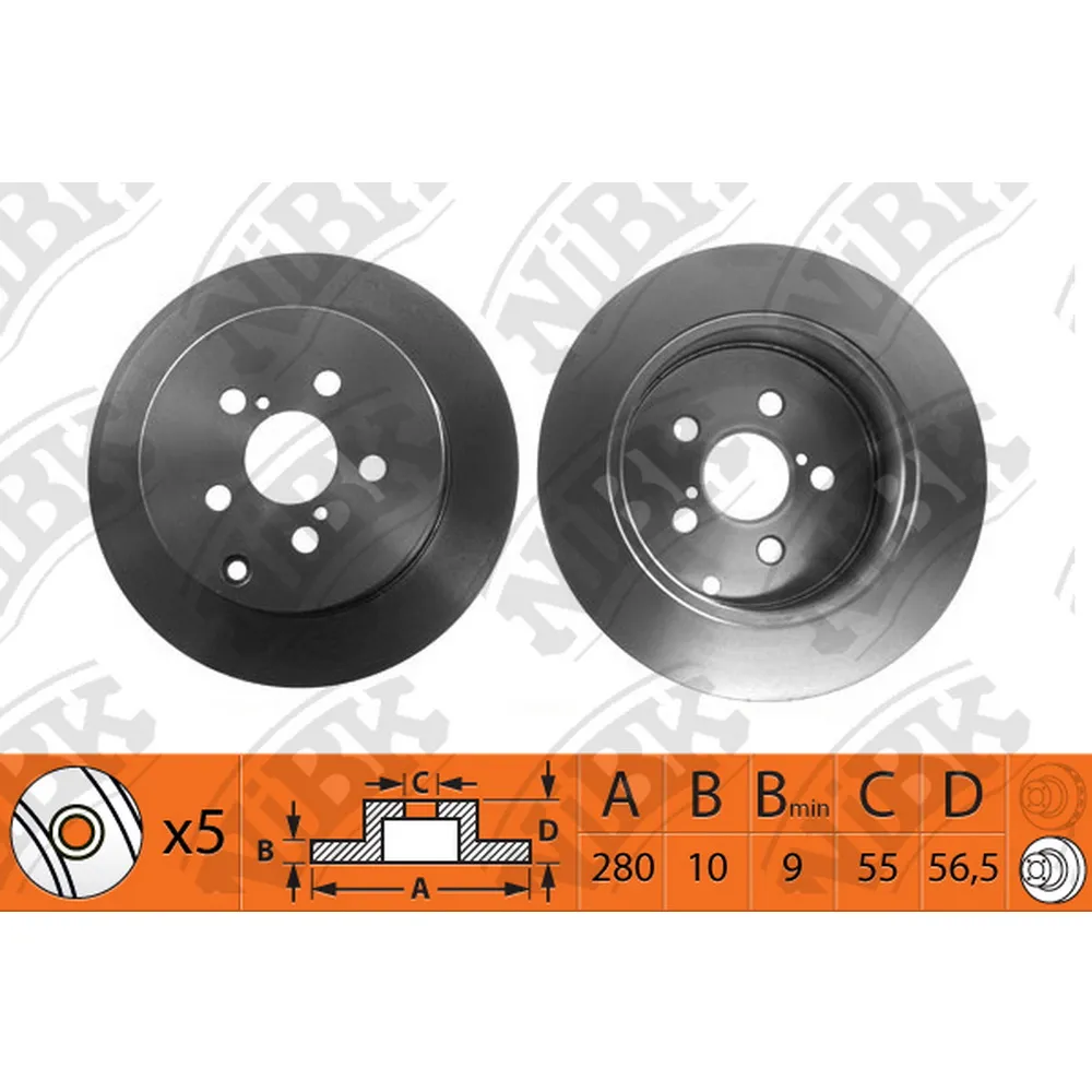 Диск тормозной задний TOYOTA AVENSIS II 03-08 /D=280MM NIBK RN1201