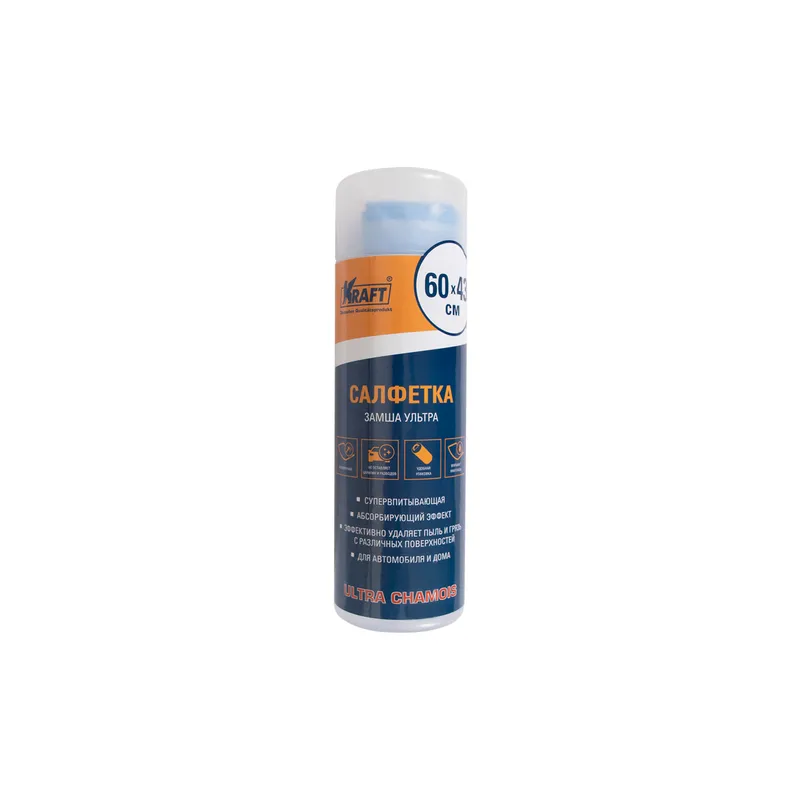 Салфетка в тубе синтетическая ULTRA CHAMOIS (64*43 см) KRAFT KT860601